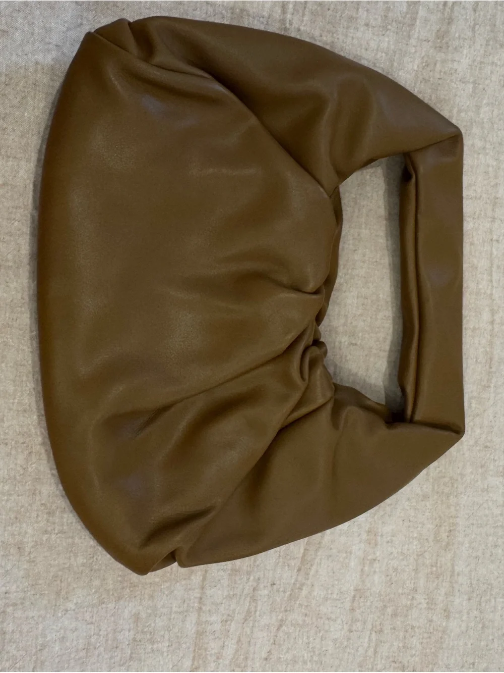 Pink Lily Tan Ruched Crescent Hobo Bag